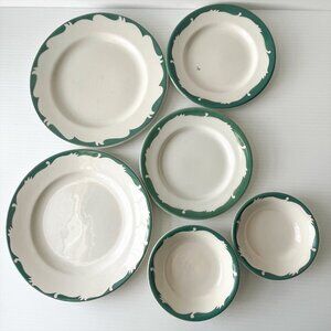 6pc Vandesca & Newport Pottery Wintergreen Restaurant Ware Set Plates Bowls